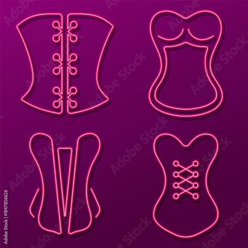 corset neon icon group, vector illustration.