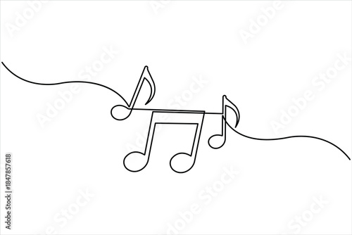 Continuous music note design one line art drawing of music notation musical concept illustration