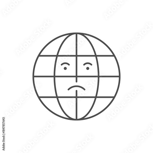 Sad planet line outline icon