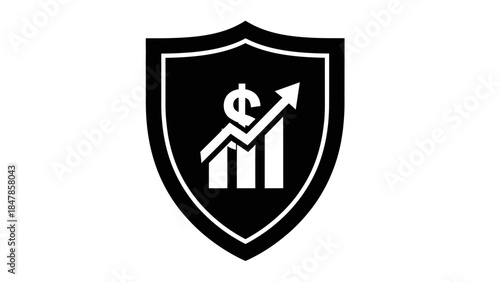 Protective shield with financial growth graph symbolizing security in investment and economic