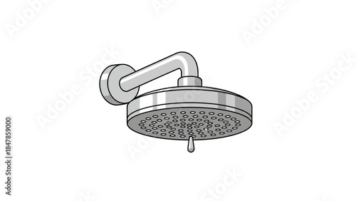 Shower head with one water drop falling