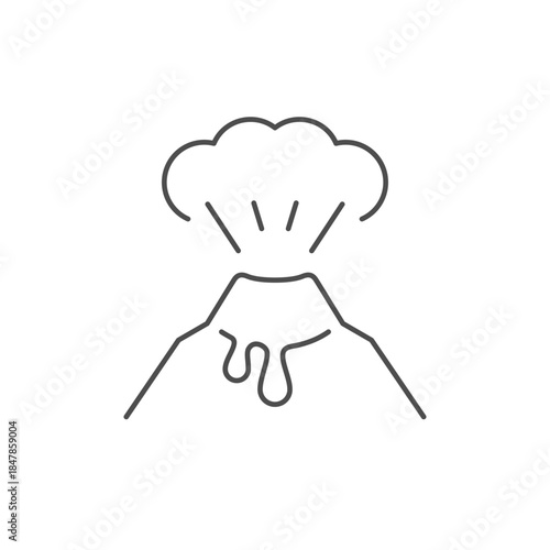 Volcano eruption line outline icon