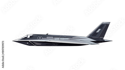Side view of a pixelated stealth fighter jet