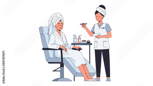 Spa technician attending to a client in a chair