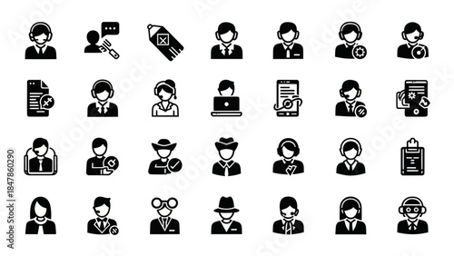 These icons represent a comprehensive array of diverse user roles and dedicated customer support