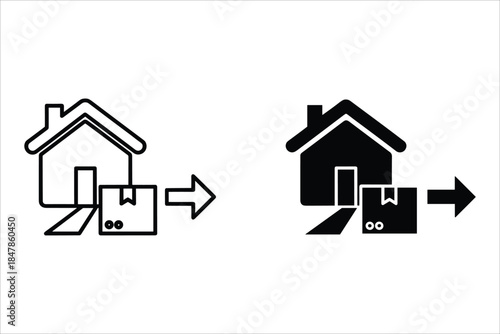 Black and white house with attached structure and arrows pointing out