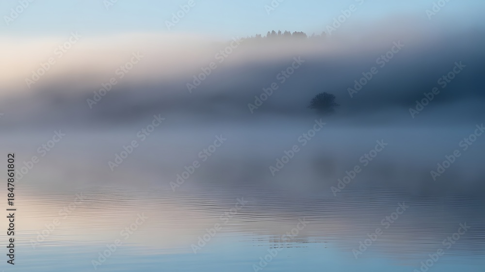 Fototapeta premium Foggy Landscape with Minimal Horizon