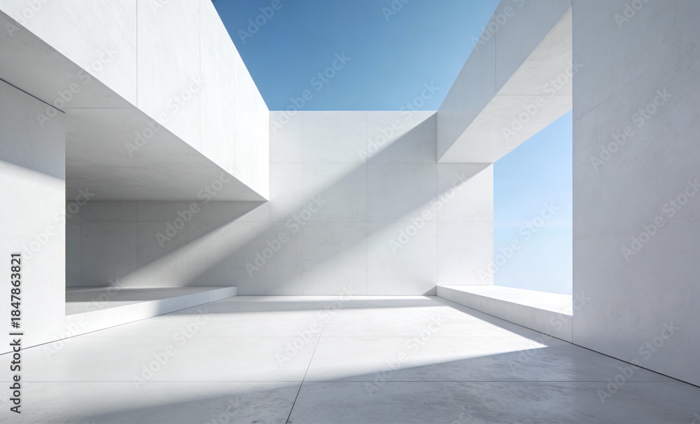Obraz premium Minimalist White Concrete Architecture Space