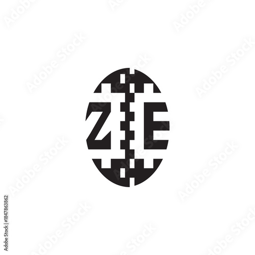 ZE Alphabet Bold Unique Design Monogram Initial Alphabet Pixel Logo Concept