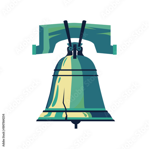 Liberty bell isolated on white. Vector illustration. 