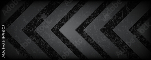 3D black rough grunge abstract background overlap layer on dark space with arrows effect decoration. Modern graphic design element cutout style concept for web banner, flyer, card, or brochure cover