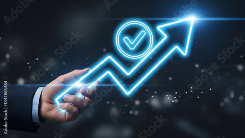 hand holding a glowing light bulb, businessman pushing a button on a virtual screen, Business people showing ideas warranty, international standard, ISO quality certification and quality guarantee mar