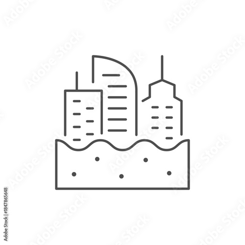City flooding line outline icon