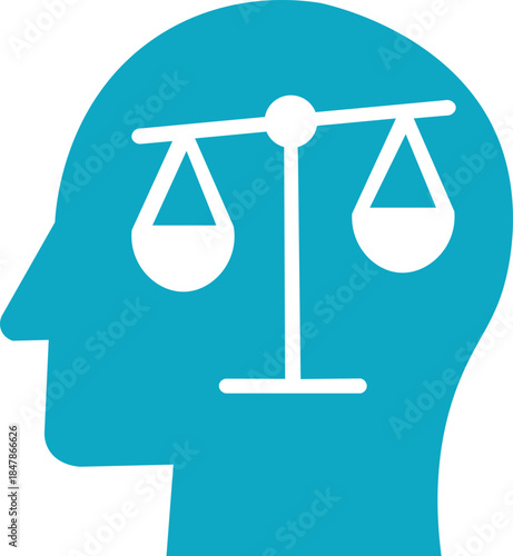 Silhouette of head with scales of justice inside