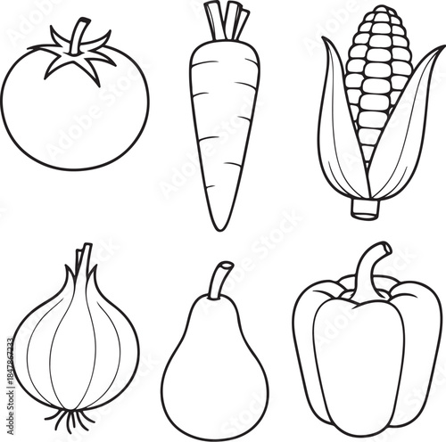 Black and White 3D Line Art Stone Fruit Set.eps