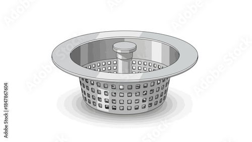 Stainless steel drain strainer with perforated basket and central stem