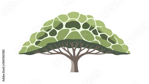 Stylized tree with green foliage and brown trunk
