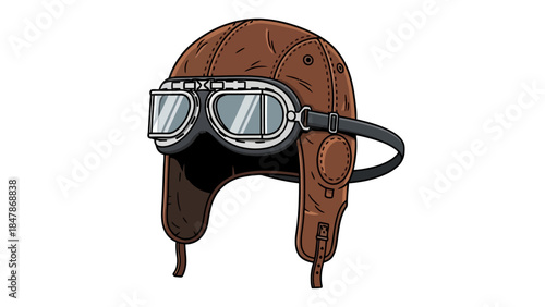 Vintage aviator helmet with goggles