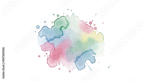 Watercolor splash with pink blue green and yellow hues