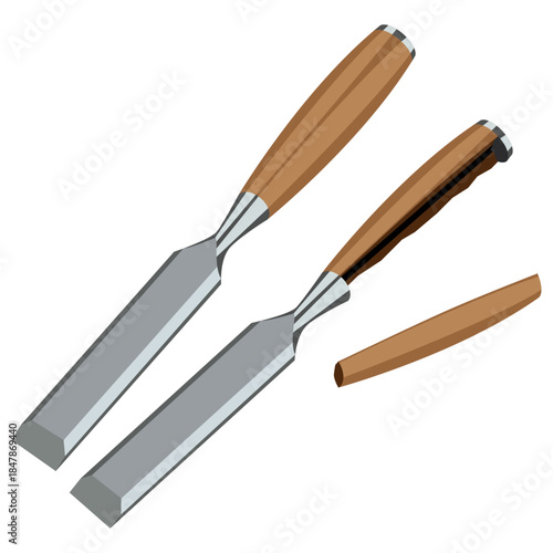 broken chisel vector illustration drawing.
