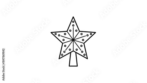 Christmas tree topper star line icon, holiday decoration vector illustration isolated on white background, Vector