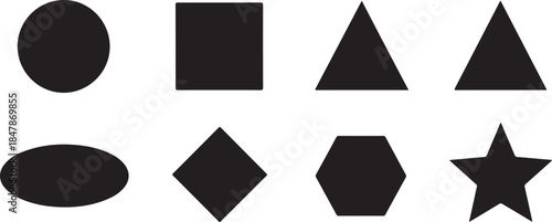 Geometric shapes in black on white background