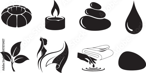 Spa and wellness icons for relaxation and self-care