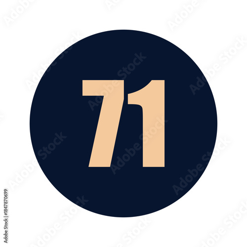 a number 71 on a blue background icon vector design