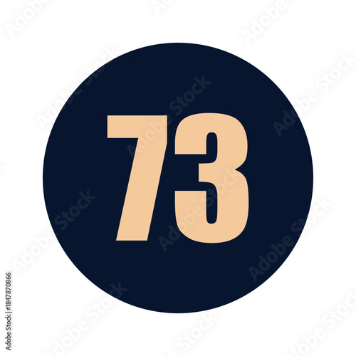 a number 73 on a blue background icon vector design