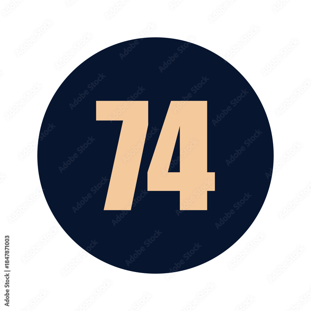 Fototapeta premium a number 74 on a blue background icon vector design