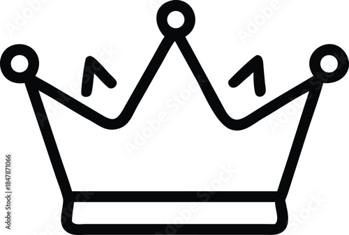 Simple black outline icon of a royal crown representing monarchy and success