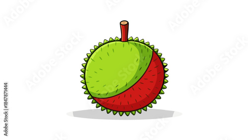 Illustration of a two-toned durian fruit