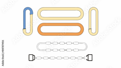 Collection of Chain Links and Fasteners Vector Icons