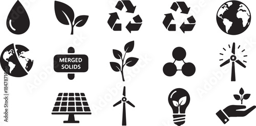 Eco friendly icons for sustainable business solutions
