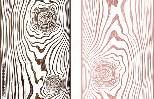 Abstract digital wood grain texture comparison featuring dark brown and light pink pixelated vertical panels