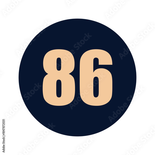 a number 86 on a blue background icon vector design