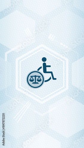 Disability rights equality law wheelchair accessibility and justice scales icon vector svg