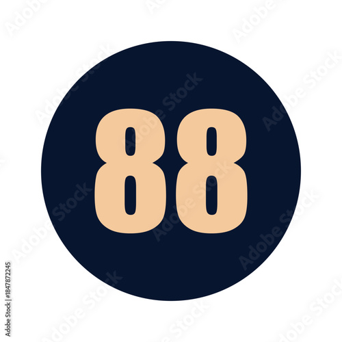 a number 88 on a blue background icon vector design