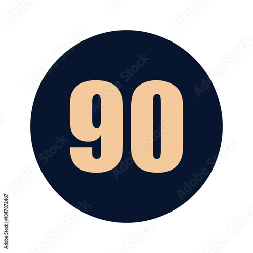 a number 90 on a blue background icon vector design