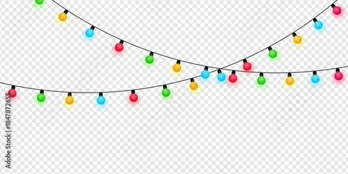 Glowing lights for holiday cards, banners, posters, web design. Garland decoration. Led neon lamp