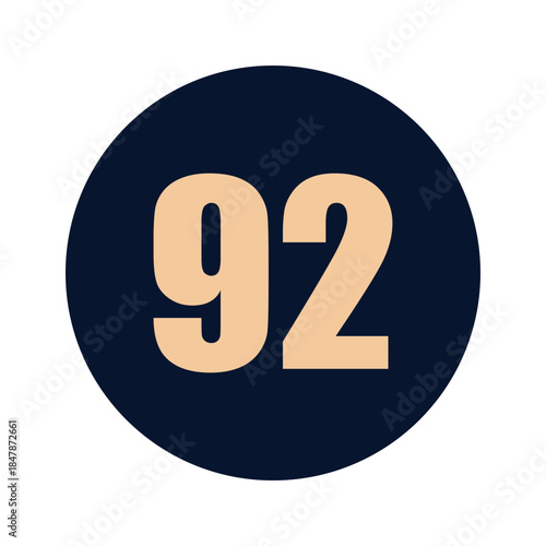 a number 92 on a blue background icon vector design