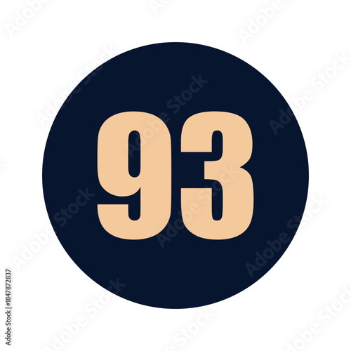 a number 93 on a blue background icon vector design