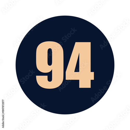 a number 94 on a blue background icon vector design