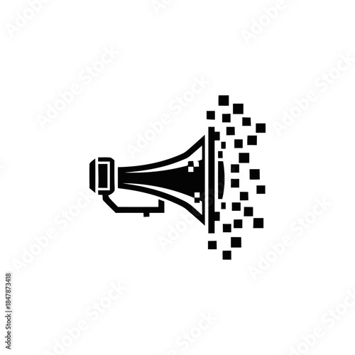 Megaphone with digital sound waves icon, symbolizing communication and broadcasting.