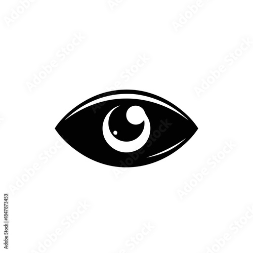 Minimalist Black and White Eye Icon Design.