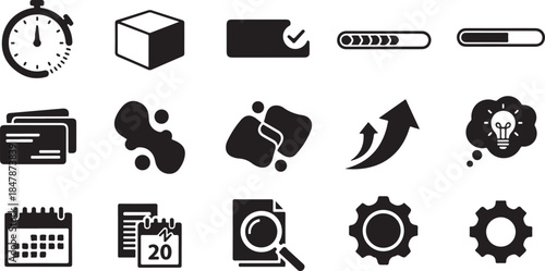 Business icons for productivity and efficiency
