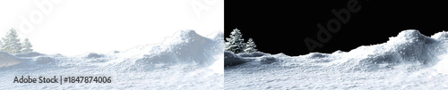 PNG snow winter texture banner with clean minimal background, soft frozen snowdrifts and panoramic landscape