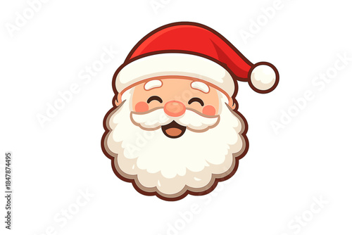 A bright Santa Claus visage conveying holiday cheer, a warm spirit, Christmas customs, and a festive persona, perfect for seasonal graphics, greeting cards, winter motifs, and family-friendly designs