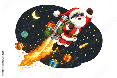 Santa Claus, dressed as a rocketman, becomes a Christmas hero, rescuing the holiday by flying through the universe with a jetpack