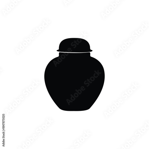 Ginger jar silhouette icon vector flat design.